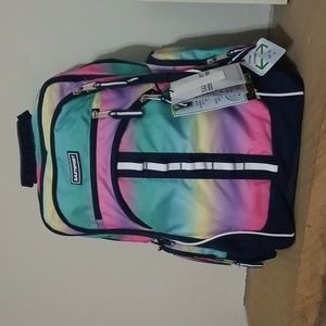 Eastpak Rainbow Gradient Backpack with Navy Trim NWT